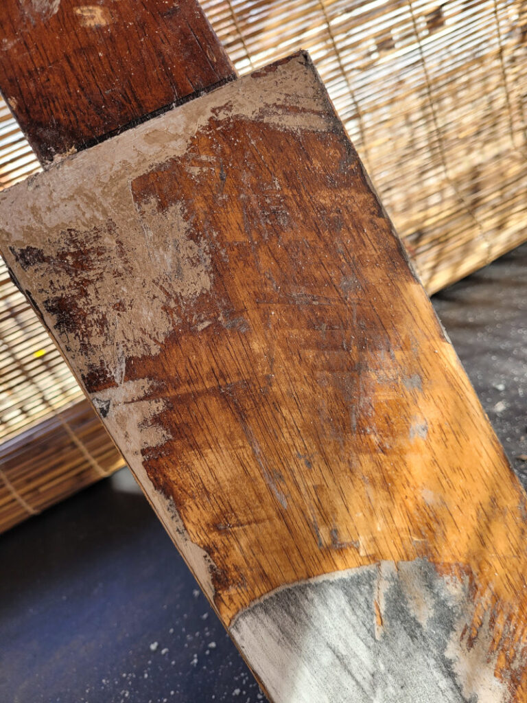 Wood beam in mid-strip.